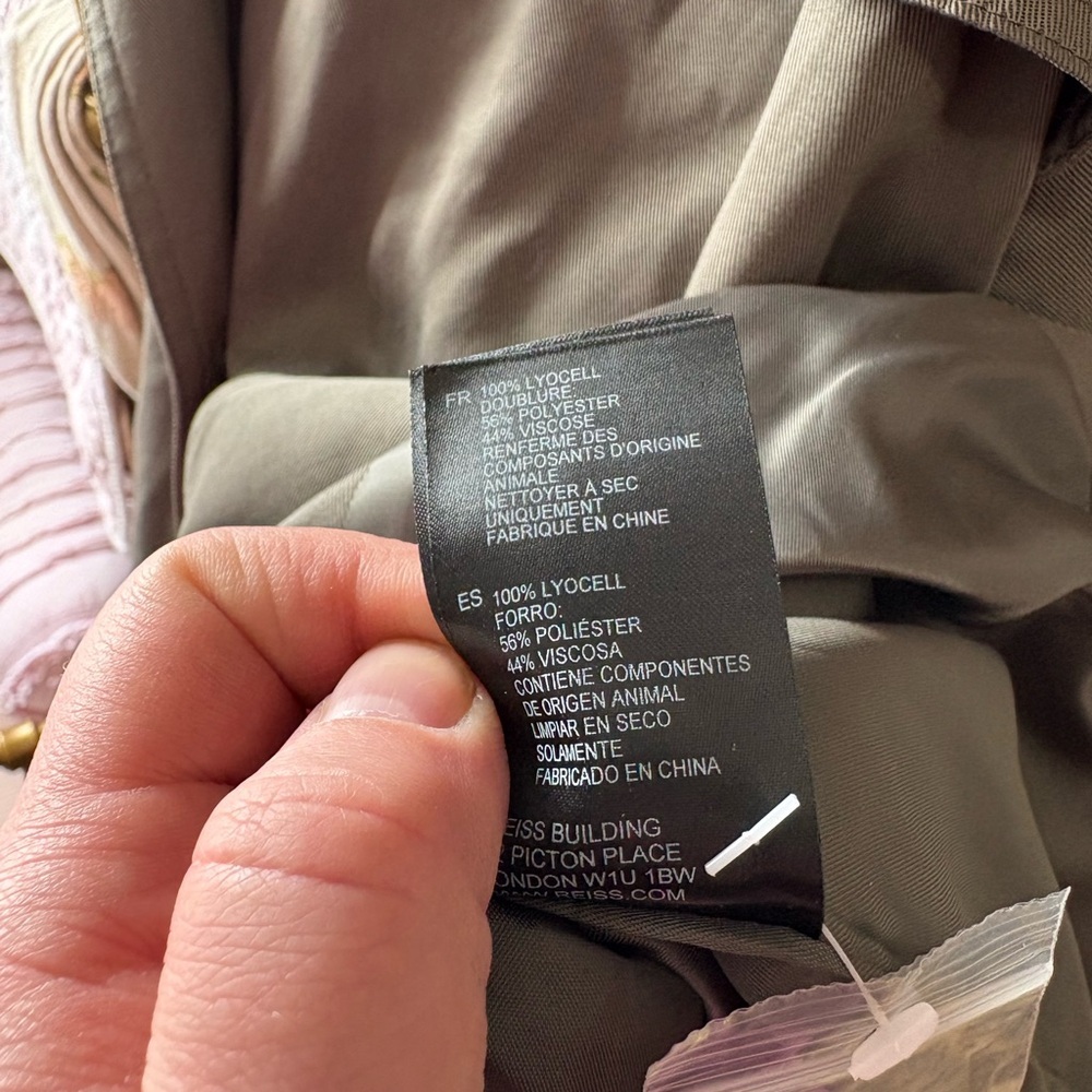 Reiss Olive Trench Coat Double-Breasted - Picture 6 of 7